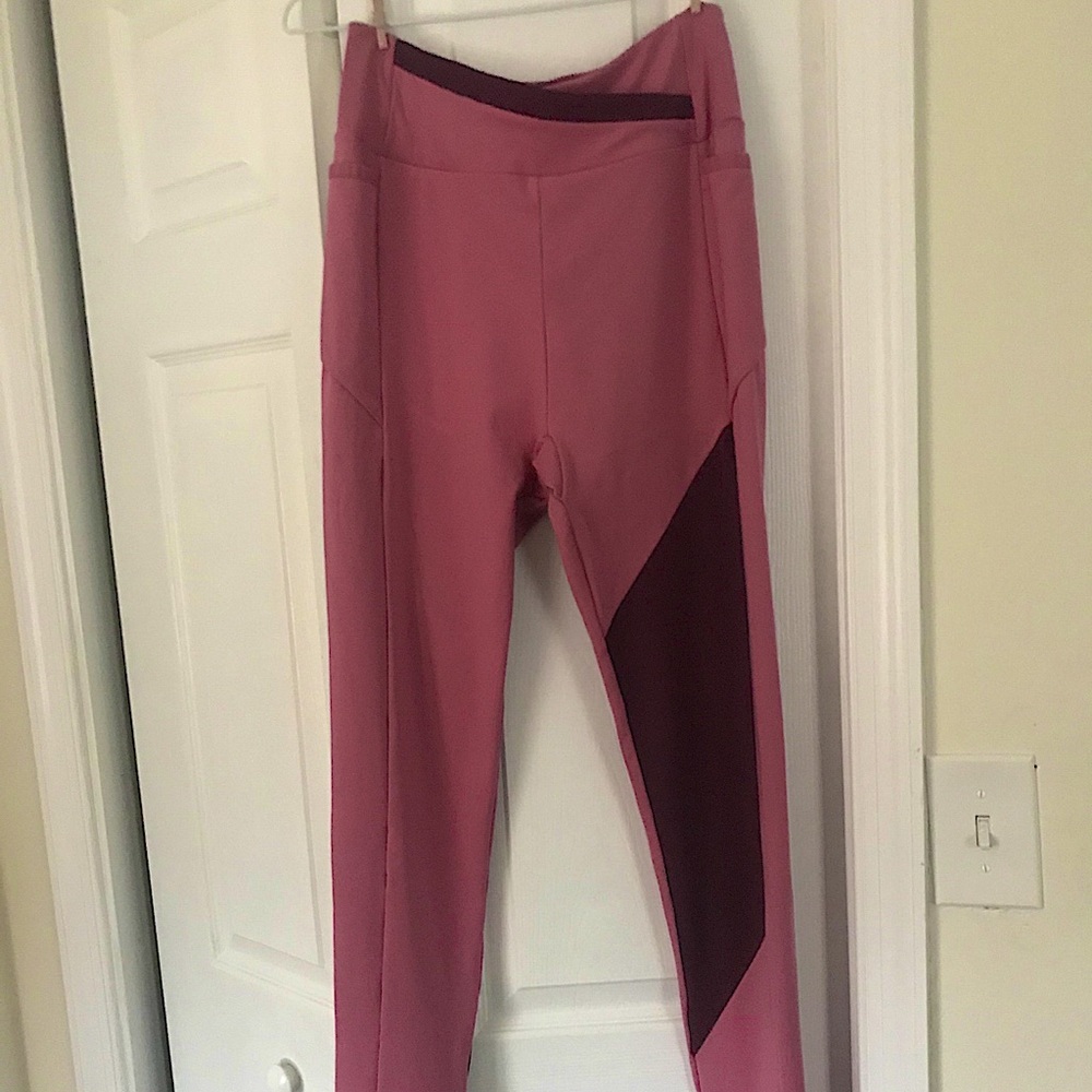 GYMSHARK Asymmetric-Dusty Pink/ Dark Ruby Leggings